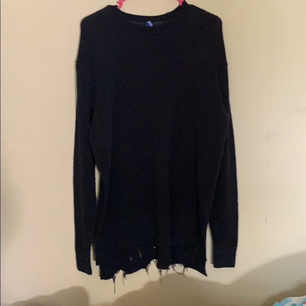 Black Distressed Sweater Dress